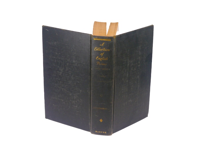 First-edition hardcover book A Collection of English Poems from years 1660 through 1800. Edited Ronald Crane. Harper Brothers, NY USA.