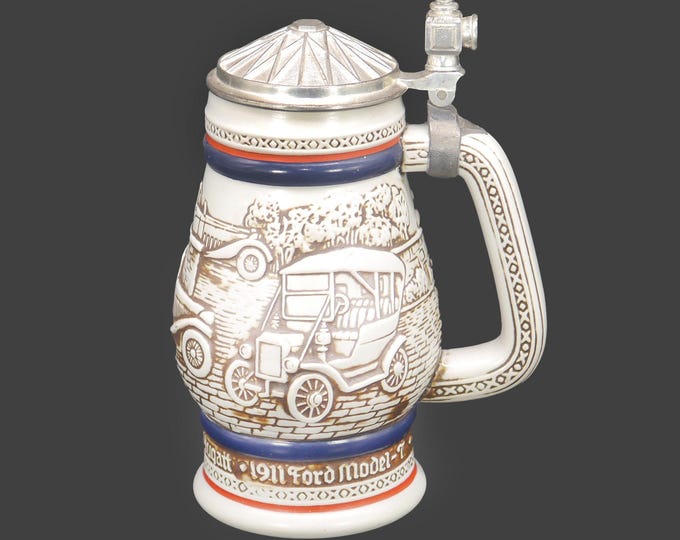 Avon Beer Tankard | Stein made in Brazil by Ceramarte in 1980. Antique cars.