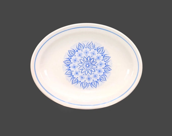 Retro English Ironstone Pottery Blue Lucerne oval platter made in England.