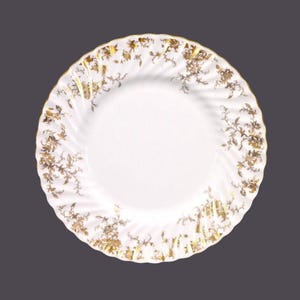 Minton Ancestral Gold S-595 large dinner plate. Bone china made in England. Sold individually.