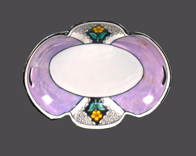 Vintage Noritake Morimura Candy Dish: Yellow Flowers, Lavender Luster