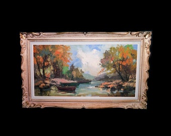 Original oil on canvas by Montreal artist Guy Duveyre in a carved gilt wood frame.