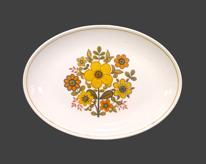 Ridgway Harvest Gold retro, flower-power oval platter made in England.