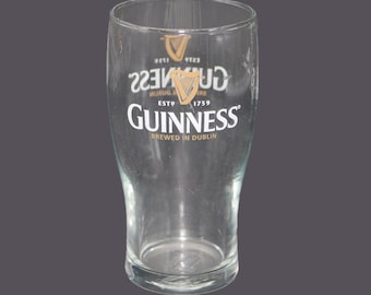 Vintage Guinness Harp Logo Beer Glass - Etched Glocloc France