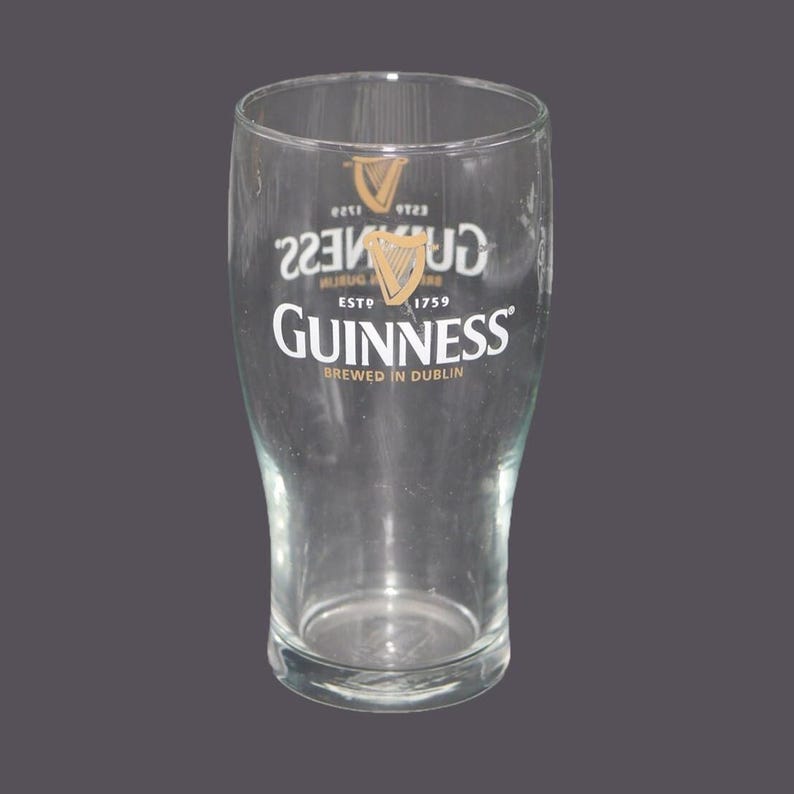 Vintage Guinness Harp Logo Beer Glass - Etched Glocloc France image 1