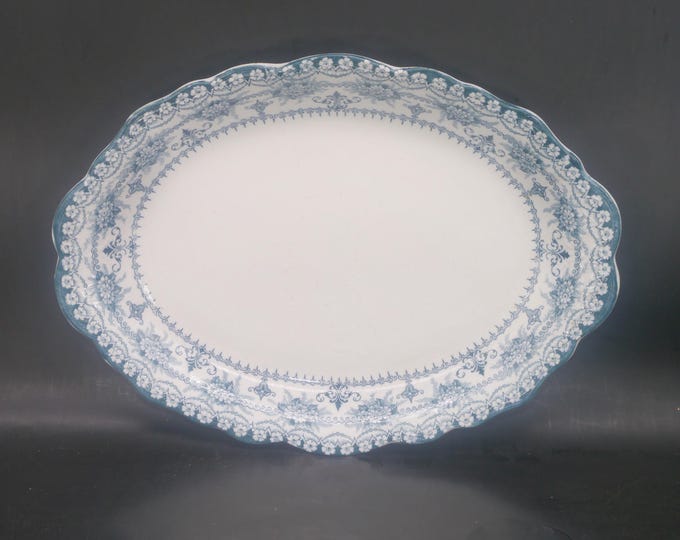 Antique Victorian era JH Weatherby & Sons Maltese Blue oval turkey platter: England