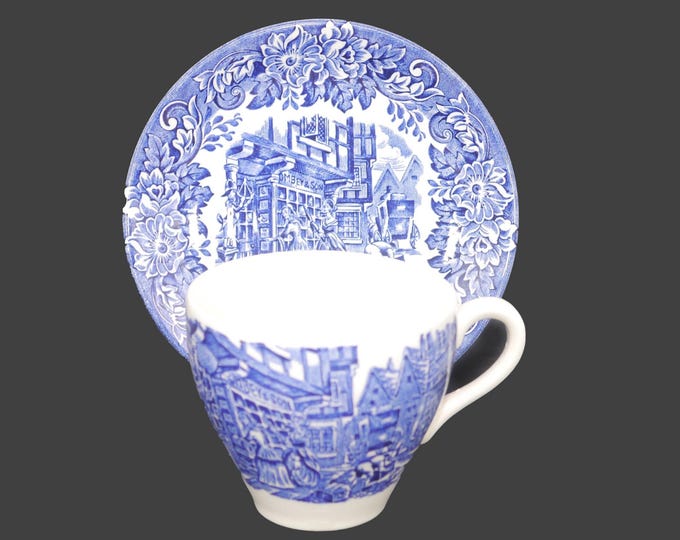 English Ironstone Tableware | EIT Dickens Blue cup and saucer set made in England.