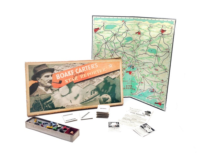 First-edition Boake Carter's Star Reporter board game published 1937 by Parker Brothers. Incomplete (see below).