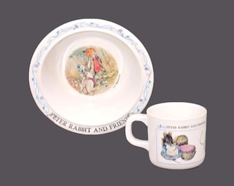 Peter Rabbit and Friends child's melamine cup and bowl set made by Eden in Taiwan.