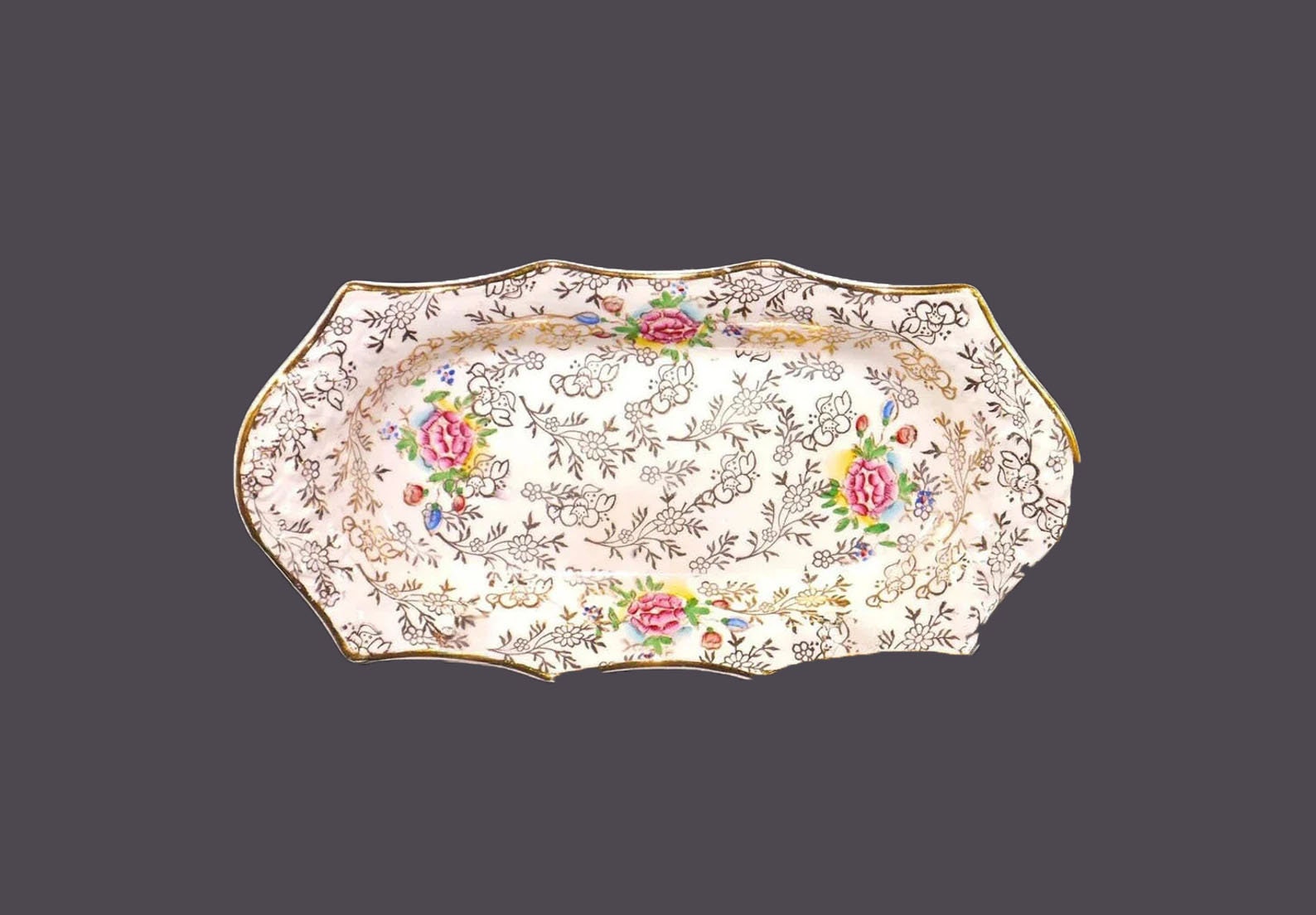 James Kent 3086 Embassy Gold Floral Chintz Salt and Pepper