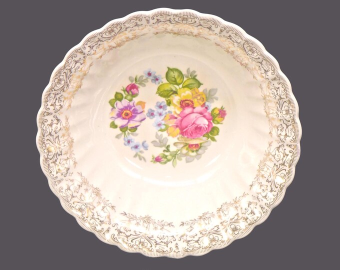 Mid-century American Limoges La Marr K-S542 round serving bowl made in the USA. Central florals, filigree rim.