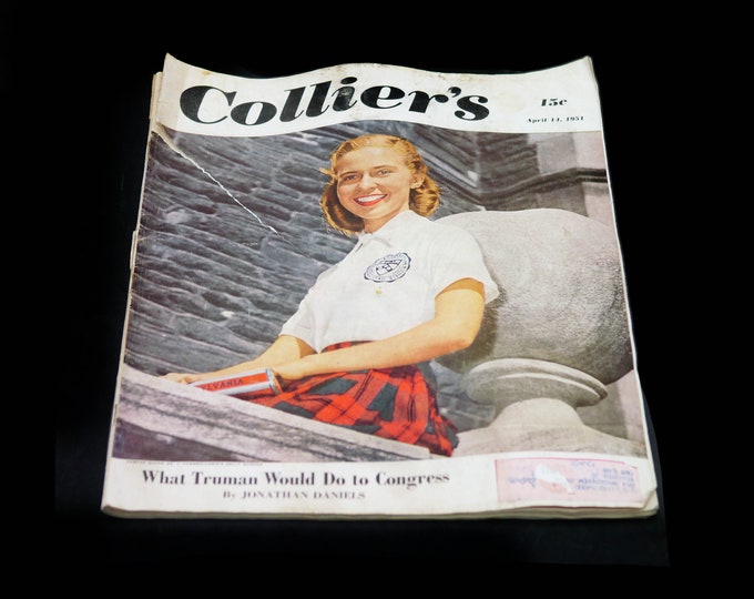 April 14, 1951 Colliers Magazine. What Truman Would Do to Congress, Diamond Rhubarbs, vintage ads. Complete.