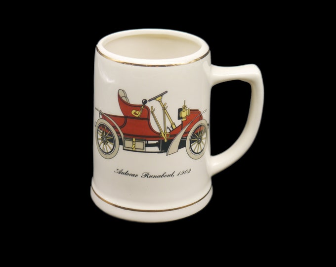 Salem China vintage automobile beer tankard or stein. Auto Runabout 1902. Made in USA