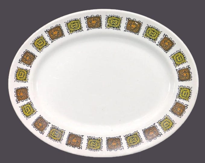 Retro vintage Myott Aztec L847 oval platter. 1970s tableware made in England.