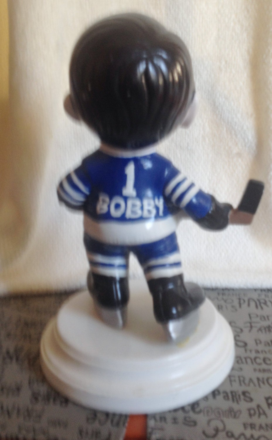 Vintage ceramic hockey player figurine named Bobby player 1. Toronto