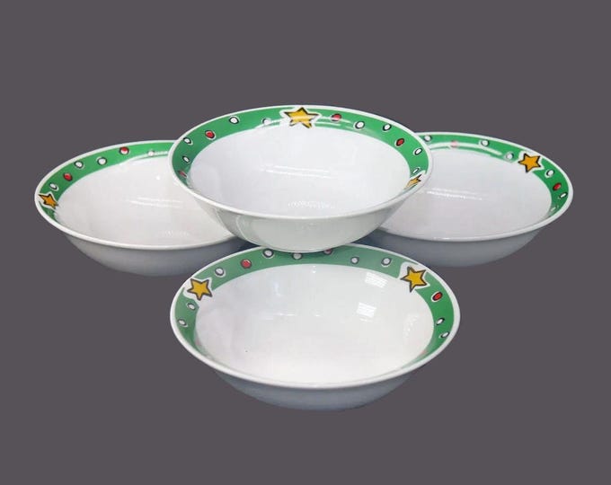 Four Gibson Designs Christmas Treasures coupe cereal bowls.