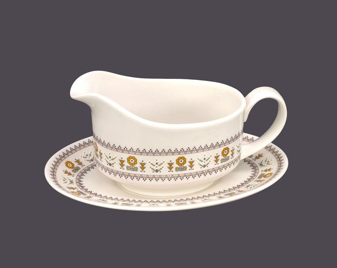 Royal Doulton Kimberley TC1106 gravy boat with matching under-plate. Bone china made in England.