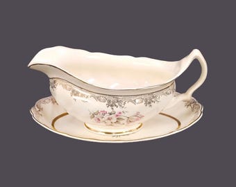 Vintage Sovereign Potters Windsor gravy boat with under-plate.