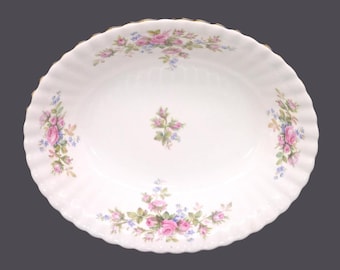 Vintage Royal Albert Moss Rose oval serving bowl, England.