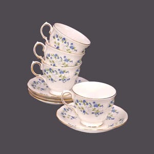 Vintage Queen Anne Sonata Bone China Tasse und Untertassen-Sets - Made in England