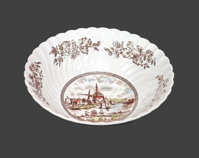 Johnson Brothers Tulip Time Brown round serving bowl made in England.