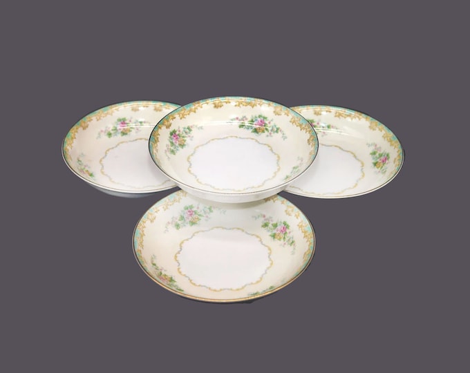 Four Noritake | Morimura | hand-painted Nippon Adela coupe soup bowls made in Japan.