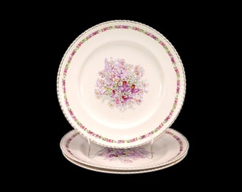 Three Johnson Brothers Queen's Bouquet dinner plates. Old English ironstone made in England.