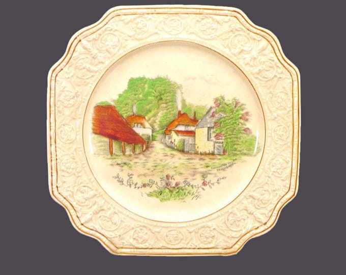 Antique Crown Devon Cockington Village Luncheon Plate: British Mill Scene, England