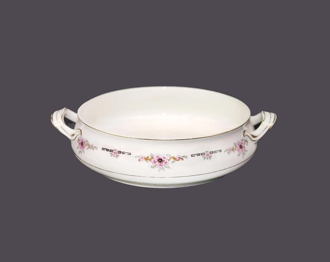 Antique Alfred Meakin Milldale handled vegetable serving bowl made in England. Minor flaws (see below).
