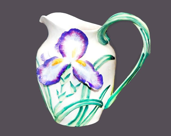 Fitz & Floyd Iris majolica lemonade, iced-tea, kool-aid pitcher made in Japan. Flaws.
