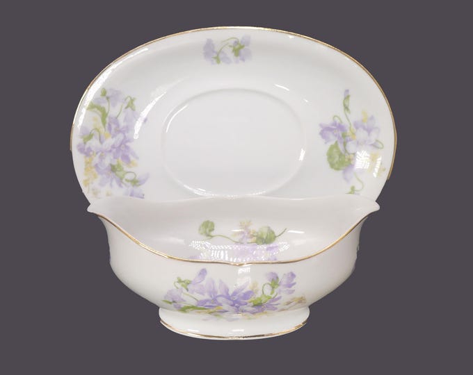 Charles Ahrenfeldt Limoges AHR1082 gravy or sauce boat with separate under-plate and twin spouts made in France.