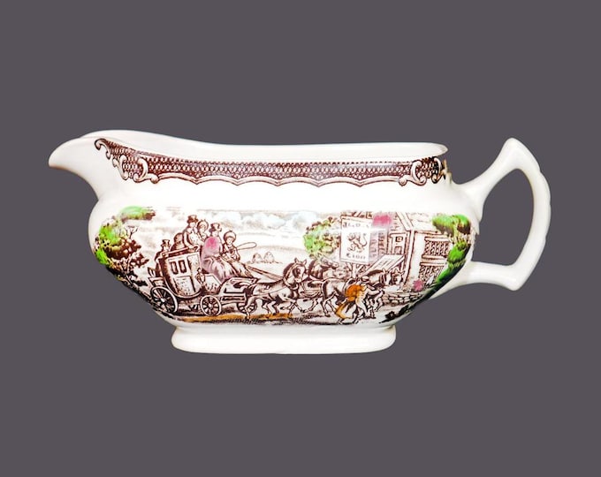 Wood & Sons The Post House Multicolor transferware gravy boat only made in England.