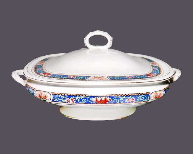 Antique Johnson Brothers JB457 square, covered serving bowl made in England.