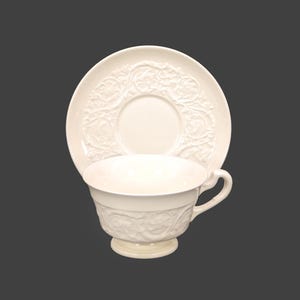 Wedgwood Patrician wide-mouth cup and saucer set. Wedgwood Queensware made in England. Sets sold individually.