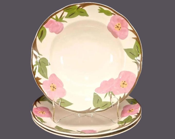 Three Franciscan Desert Rose rimmed soup bowls.