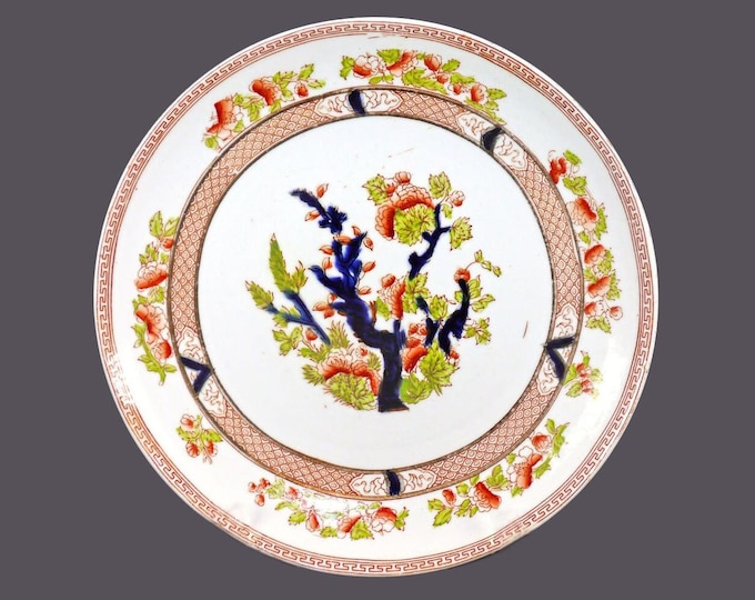 Antique Edwardian Blyth Porcelain Diamond China Indian-Tree salad plate made in England.