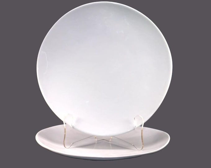 Pair of MiqueDesign | Mique Sweden large dinner plates. Robin's egg blue, asymmetrical shape made in Portugal by Sofal.