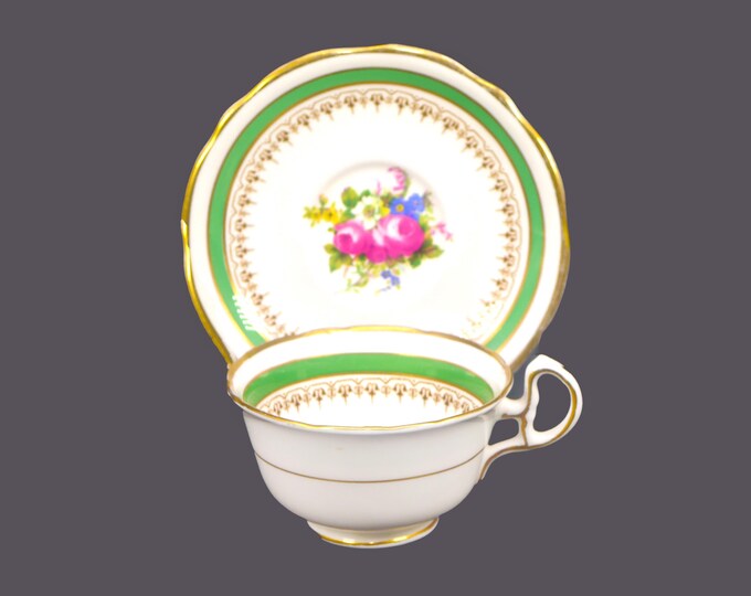 Royal Stafford 7409 wide-mouth bone china cup and saucer set made in England. Sets sold individually.