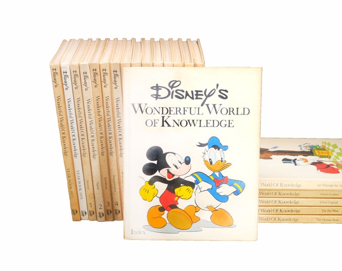 Twenty-one volumes of Disney's Wonderful World of Knowledge children's reference books. 1977 and 1978.