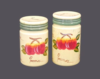 Pair of Casa Elite Home Collection Pommes | Apples hand-painted canisters.