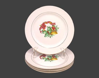 Four Sonata Noel salad plates. Christmas Porcelain.