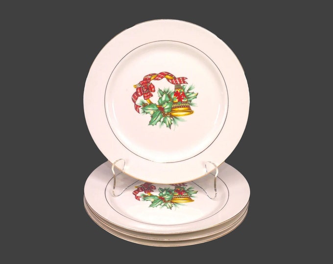 Four Sonata Noel salad plates. Christmas Porcelain.