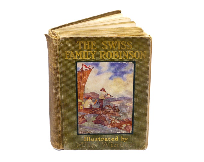 Antiquarian (1916) The Swiss Family Robinson hardcover illustrated book. Windermere edition. Rand McNally publishers.
