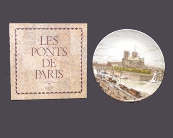 Vintage Porcelaine de Paris Les Ponts de Paris Plate: Notre Dame, Bridges of Paris - France