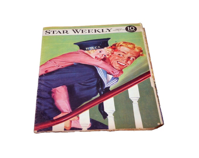 January 6 1945 Star Weekly | Toronto Star magazine WWII issue. H.M.C.S. Officer on front cover.