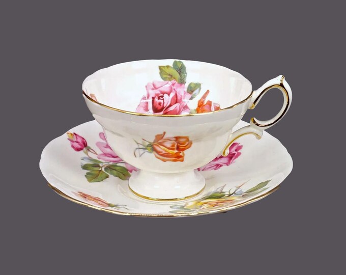 Hammersley Bone China Morgan's Rose tea set 133X made in England. Wide-mouth cup with matching saucer.