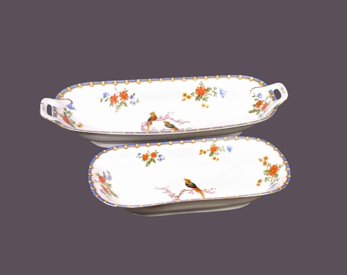 Pair of antique Altrohlau | Moritz Zdekauer | MZ Austria Victoria relish dishes. Flaw (see below).