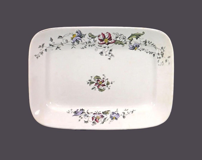 Antique Aesthetic Movement TG&FB Booths Tulare rectangular platter or tureen under-plate. Parisian Granite semi-porcelain. Flaws (see below)