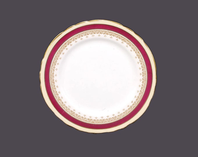 Aynsley Wendover Maroon bread plate. Bone china made in England.