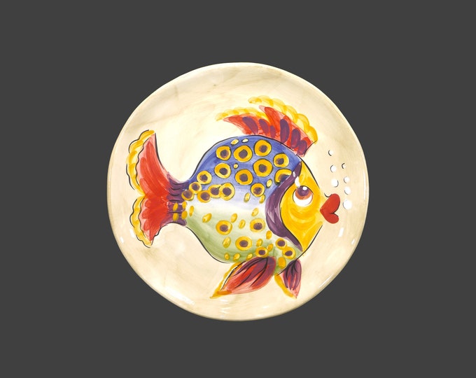 Tabletops Unlimited Under the Sea large hand-painted dinner plate. Central tropical fish.